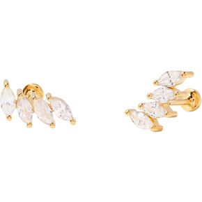 Zola Four Marquise Flat Back Strains - Hypoallergenic 14k Gold Vermeil Plating مع أحجار الزركونيا المكعبة المتلألئة - الأقراط النسائية - المجوهرات الفاخرة اليومية - هدايا لأمي in Kuwait