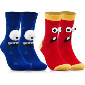 2 Pairs Silly Socks Novelty Monster Wacky Socks Funny Sock(Handwash Only) 3D Eyes Adult Chenille Fuzzy Plush Crew in Saudi Arabia