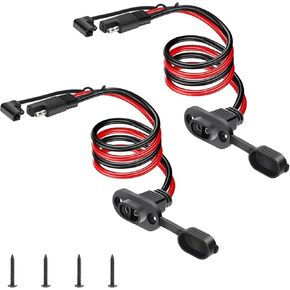 Linkstyle 2PCS SAE Quick Connector Harness,1FT 10AWG SAE Adapter Male Plug to Female Socket Cable,Waterproof SAE Extension Cable Power Socket Sidewall Port for Solar Panel Generator Battery Charger in Kuwait