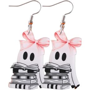 Cute Ghost Bowknot Drop Earrings Shinning Halloween Bow Pumpkin Flower Books Acrylic Dangle Earrings Holiday Costume Party Jewelry Festival Gifts in Saudi Arabia