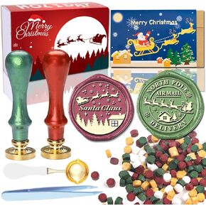 مجموعة ختم شمع سانتا كلوز من يولاكيس، مجموعة ختم شمع عيد الميلاد، رائعة لدعوة بطاقات عيد الميلاد، مغلفات، حزمة هدايا تزيين ختم الشمع (مجموعة ختم شمع عيد الميلاد) in Kuwait