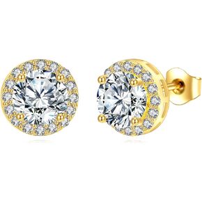 14K الذهب الحقيقي Moissanite الأقراط الصلبة الذهب الصفراء مجوهرات مجوهرات عيد ميلاد عيد الميلاد هدايا عيد الميلاد للنساء in Saudi Arabia