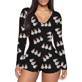 icnglksnd نساء الهالوين رومبير بيجاماس الخامس عنق الأكمام الطويلة bodycon shorts phectuit in Saudi Arabia