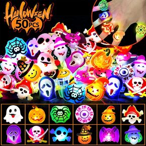 50 قطعة من حلقات إضاءة الهالوين من Ouddy Life للأطفال، تتوهج في الظلام، مصابيح LED فلاش للأصابع، ألعاب غير حشو الحلوى للخدعة أو الجوائز، هدايا الحفلات، حشوات حقائب الهدايا in Kuwait