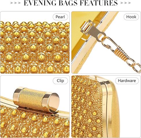 Pearl Clutch Purse for Women,Wedding Bride Evening Bag Formal Party Clutches Handbag Prom Wallet in Kuwait