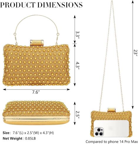 Pearl Clutch Purse for Women,Wedding Bride Evening Bag Formal Party Clutches Handbag Prom Wallet in Kuwait