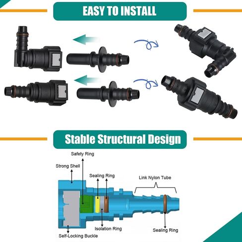 30pcs Fuel Line Repair Kit, Assorted Fuel Line Quick Connectors Hose Release Connect Fittings SAE 7.89mm 9.49mm 9.89mm to ID 8mm in Saudi Arabia
