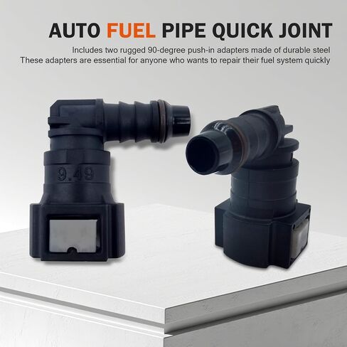 2 PCS Fuel Line Quick Connector, Straight 3/8" 9.49-ID8 Nylon Tubing with Seal Ring, Leak-proof Fuel Pump Quick Plug for 9.49 Male Connector, for Cars Repair Accessories (Black #Straight) in Saudi Arabia
