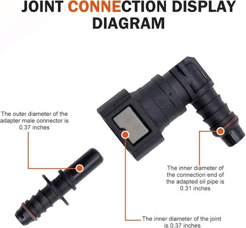 2 PCS Fuel Line Quick Connector, Straight 3/8" 9.49-ID8 Nylon Tubing with Seal Ring, Leak-proof Fuel Pump Quick Plug for 9.49 Male Connector, for Cars Repair Accessories (Black #Straight) in Saudi Arabia