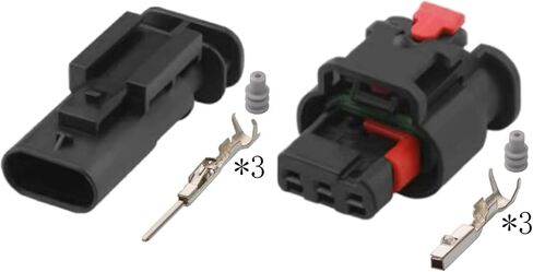 3 Pin Car Waterproof Parking Sensor Plug Automotive Reversing Radar Connector 1488991-5 1-1703494-1 AICNRUT(3p male female,5 sets) in Kuwait