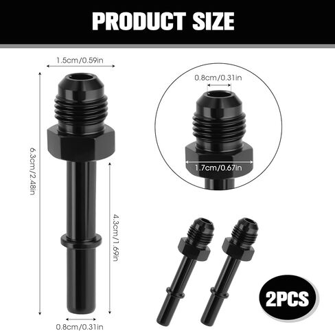 2 Pcs Quick Connect Fuel Line Fittings, 8AN to 3/8" SAE Push-On EFI Adapters Aluminum Black Anodized, Universal for LS Swap Fuel Rail Transmission Cooler EFI Systems in Kuwait