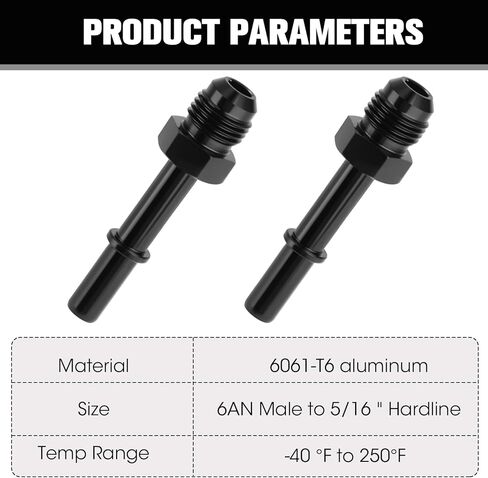2 Pcs Quick Connect Fuel Line Fittings, 8AN to 3/8" SAE Push-On EFI Adapters Aluminum Black Anodized, Universal for LS Swap Fuel Rail Transmission Cooler EFI Systems in Kuwait
