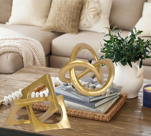جولة هندسية حديثة النحت الذهب عقدة تمثال ديكور النحت على الطاولة النحت والتماثيل الدائرية زخارف الزخارف زخارف نيك ديكور المنزل للأرفف in Kuwait