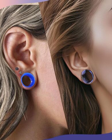 Jewseen 2g-5/8’’ Double Flared Silicone Tunnels 12Pcs Silicone Ear Gauges Flexible Ear Tunnels Plugs Stretchers Expander Ear Piercing Jewelry for Women Men in Saudi Arabia