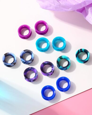 Jewseen 2g-5/8’’ Double Flared Silicone Tunnels 12Pcs Silicone Ear Gauges Flexible Ear Tunnels Plugs Stretchers Expander Ear Piercing Jewelry for Women Men in Saudi Arabia