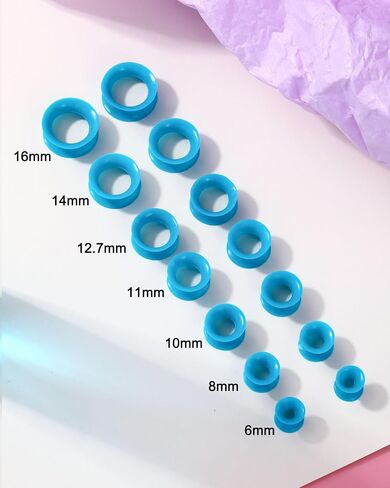 Jewseen 2g-5/8’’ Double Flared Silicone Tunnels 12Pcs Silicone Ear Gauges Flexible Ear Tunnels Plugs Stretchers Expander Ear Piercing Jewelry for Women Men in Saudi Arabia