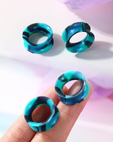 Jewseen 2g-5/8’’ Double Flared Silicone Tunnels 12Pcs Silicone Ear Gauges Flexible Ear Tunnels Plugs Stretchers Expander Ear Piercing Jewelry for Women Men in Saudi Arabia