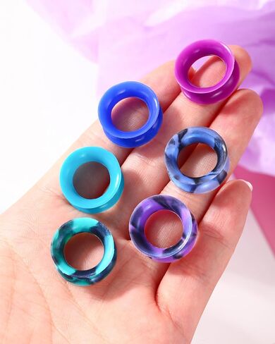 Jewseen 2g-5/8’’ Double Flared Silicone Tunnels 12Pcs Silicone Ear Gauges Flexible Ear Tunnels Plugs Stretchers Expander Ear Piercing Jewelry for Women Men in Saudi Arabia