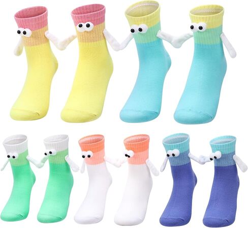 Jspupifip 5 Pairs Magnetic Crazy Sock, Hold Hands Fun Cartoon Socks Novelty Gifts for Men Women in Saudi Arabia