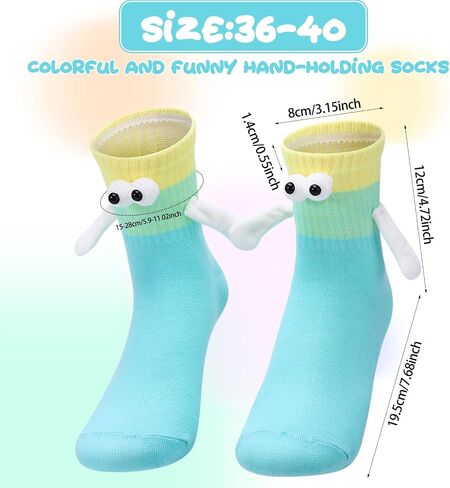 Jspupifip 5 Pairs Magnetic Crazy Sock, Hold Hands Fun Cartoon Socks Novelty Gifts for Men Women in Saudi Arabia