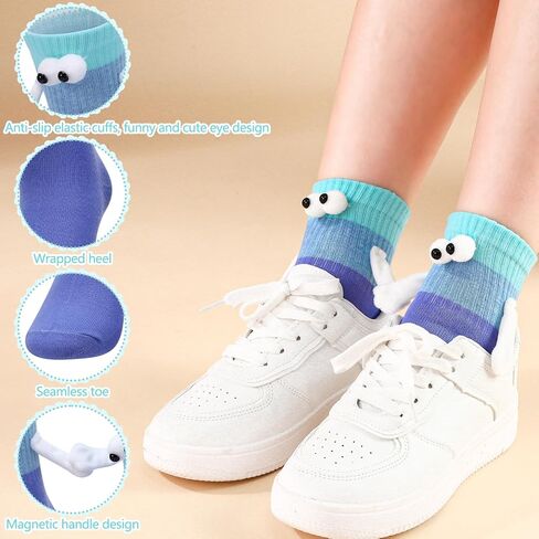 Jspupifip 5 Pairs Magnetic Crazy Sock, Hold Hands Fun Cartoon Socks Novelty Gifts for Men Women in Saudi Arabia