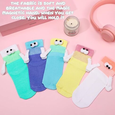 Jspupifip 5 Pairs Magnetic Crazy Sock, Hold Hands Fun Cartoon Socks Novelty Gifts for Men Women in Saudi Arabia