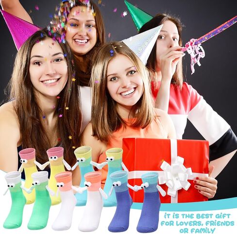 Jspupifip 5 Pairs Magnetic Crazy Sock, Hold Hands Fun Cartoon Socks Novelty Gifts for Men Women in Saudi Arabia