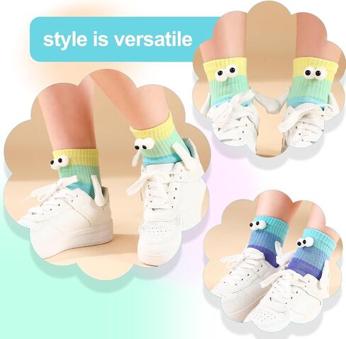 Jspupifip 5 Pairs Magnetic Crazy Sock, Hold Hands Fun Cartoon Socks Novelty Gifts for Men Women in Saudi Arabia