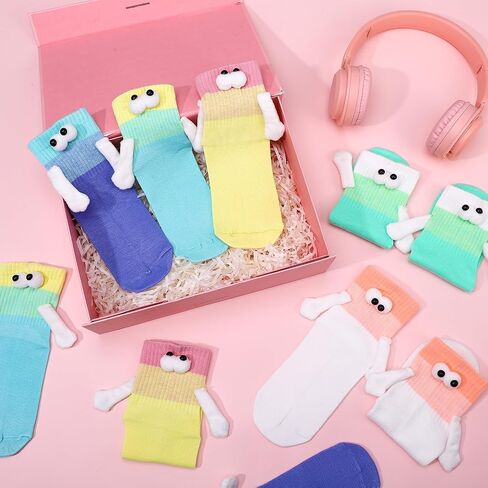 Jspupifip 5 Pairs Magnetic Crazy Sock, Hold Hands Fun Cartoon Socks Novelty Gifts for Men Women in Saudi Arabia