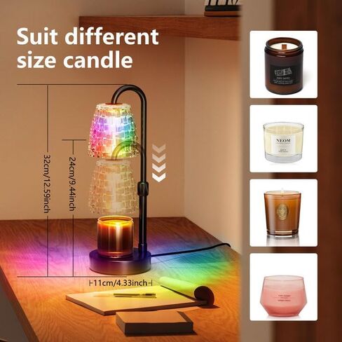 Candle Warmer Lamp with Timer Dimmer, 8 Colors LED Changing, Candle Lamp with RGB Model Adjustable Height for All Size Scented Candles with 2 Bulbs, Birthday Gifts for Women in Kuwait