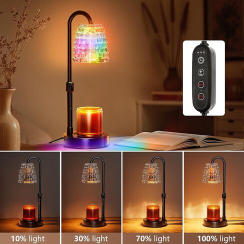 Candle Warmer Lamp with Timer Dimmer, 8 Colors LED Changing, Candle Lamp with RGB Model Adjustable Height for All Size Scented Candles with 2 Bulbs, Birthday Gifts for Women in Kuwait