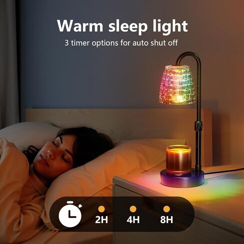 Candle Warmer Lamp with Timer Dimmer, 8 Colors LED Changing, Candle Lamp with RGB Model Adjustable Height for All Size Scented Candles with 2 Bulbs, Birthday Gifts for Women in Kuwait