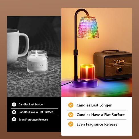 Candle Warmer Lamp with Timer Dimmer, 8 Colors LED Changing, Candle Lamp with RGB Model Adjustable Height for All Size Scented Candles with 2 Bulbs, Birthday Gifts for Women in Kuwait