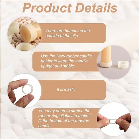 16pcs Silicone Taper Candle Grippers, Rubber Hugger Grips Ring White Candlestick Holders Gaskets for Keeping Candle Upright Candleholders Small Accessories for Wedding Festivals in Saudi Arabia