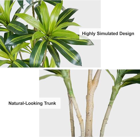 Dracaena Plant شجرة اصطناعية طولها 4 أقدام زوايا استوائية مزيفة طول نباتات محفوظة بوعاء (لمسة حقيقية) أوراق شجرة الحرير الاصطناعية أشجار زارع أسود طويل القامة لغرفة المعيشة في المنزل الداخلي في الهواء الطلق in Saudi Arabia