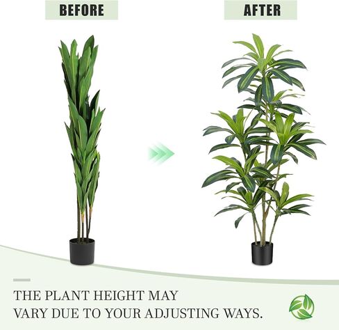Dracaena Plant شجرة اصطناعية طولها 4 أقدام زوايا استوائية مزيفة طول نباتات محفوظة بوعاء (لمسة حقيقية) أوراق شجرة الحرير الاصطناعية أشجار زارع أسود طويل القامة لغرفة المعيشة في المنزل الداخلي في الهواء الطلق in Saudi Arabia
