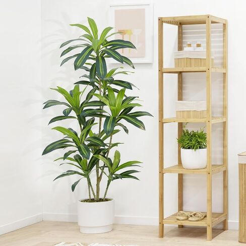 Dracaena Plant شجرة اصطناعية طولها 4 أقدام زوايا استوائية مزيفة طول نباتات محفوظة بوعاء (لمسة حقيقية) أوراق شجرة الحرير الاصطناعية أشجار زارع أسود طويل القامة لغرفة المعيشة في المنزل الداخلي في الهواء الطلق in Saudi Arabia