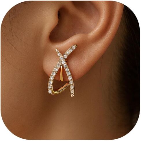 Trendy Clip on Earrings for Women, 14K Gold Plated Statement Earrings for Women Dainty Earrings Hypoallergenic Simple Minimalist Non Pierced Earring in Kuwait
