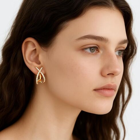Trendy Clip on Earrings for Women, 14K Gold Plated Statement Earrings for Women Dainty Earrings Hypoallergenic Simple Minimalist Non Pierced Earring in Kuwait
