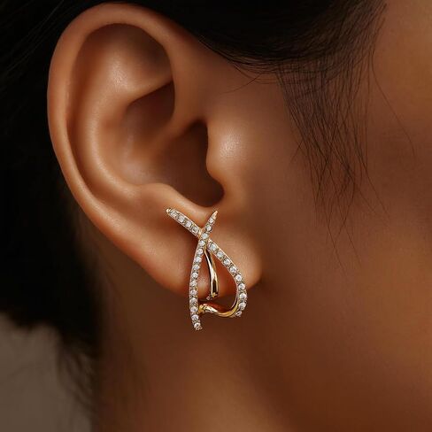 Trendy Clip on Earrings for Women, 14K Gold Plated Statement Earrings for Women Dainty Earrings Hypoallergenic Simple Minimalist Non Pierced Earring in Kuwait