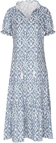 Womens Boho Maxi Dresses Summer Casual V Neck Ruffle Dress Loose Floral Maxi Dress Flowy Beach Vacation Dresses 2025 in Saudi Arabia