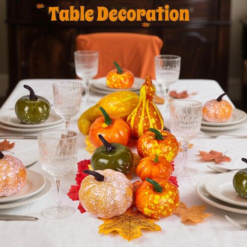 ديكورات السقوط 50pcs مجموعة اليقطين الاصطناعية مع أوراق وقبان مزيفة ، ديكور السقوط لـ DIY Crafts Home Table الزهور in Saudi Arabia