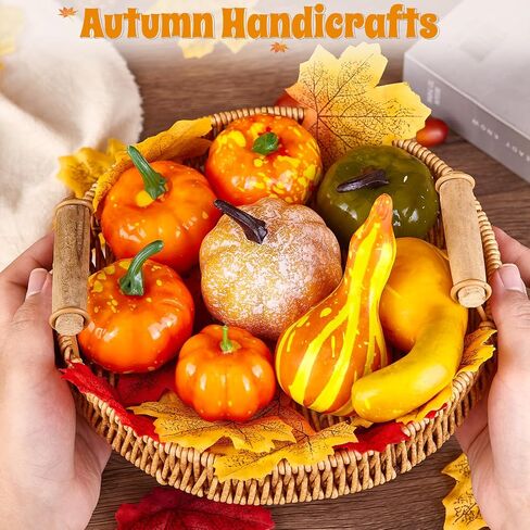ديكورات السقوط 50pcs مجموعة اليقطين الاصطناعية مع أوراق وقبان مزيفة ، ديكور السقوط لـ DIY Crafts Home Table الزهور in Saudi Arabia