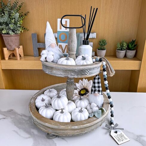 Winlyn 16 Pcs 3" Fall Harvest White Artificial Pumpkins Small Faux Foam Pumpkins for Home Halloween Thanksgiving Autumn Wedding Baby Shower Table Tiered Tray Decor Wreath Bowl Fillers DIY Project in Saudi Arabia