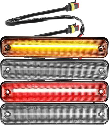 مصباح علامة جانبية LED ABSOPRO 25952319 15114677 أضواء إشارة الانعطاف الأمامية الخلفية مصابيح علامة جانبية لـ Hummer H2 2003-2009 عدسة سوداء ضوء أحمر كهرماني 2 زوج in Saudi Arabia