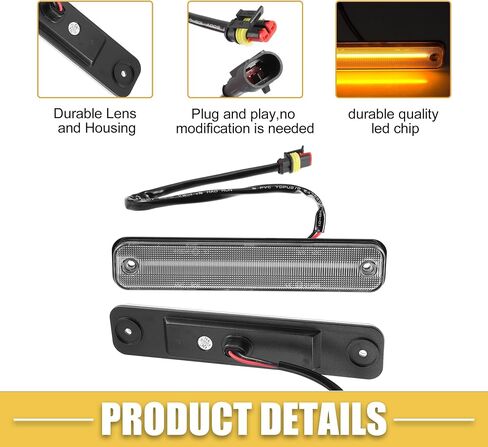 مصباح علامة جانبية LED ABSOPRO 25952319 15114677 أضواء إشارة الانعطاف الأمامية الخلفية مصابيح علامة جانبية لـ Hummer H2 2003-2009 عدسة سوداء ضوء أحمر كهرماني 2 زوج in Saudi Arabia