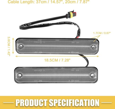 مصباح علامة جانبية LED ABSOPRO 25952319 15114677 أضواء إشارة الانعطاف الأمامية الخلفية مصابيح علامة جانبية لـ Hummer H2 2003-2009 عدسة سوداء ضوء أحمر كهرماني 2 زوج in Saudi Arabia