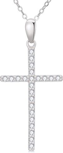 SISGEM 14k White Gold 0.23 ct Lab Grown Diamond Cross Necklace for Women, 14kt Gold Confirmation Jewelry Gifts for Her, 16-18 Inches in Saudi Arabia