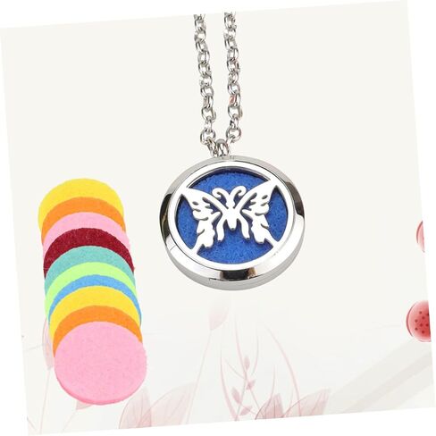 SAFIGLE Stainless Steel Essential Oil Necklace Aromatherapy Diffuser Pendant 10 Random Refills in Saudi Arabia