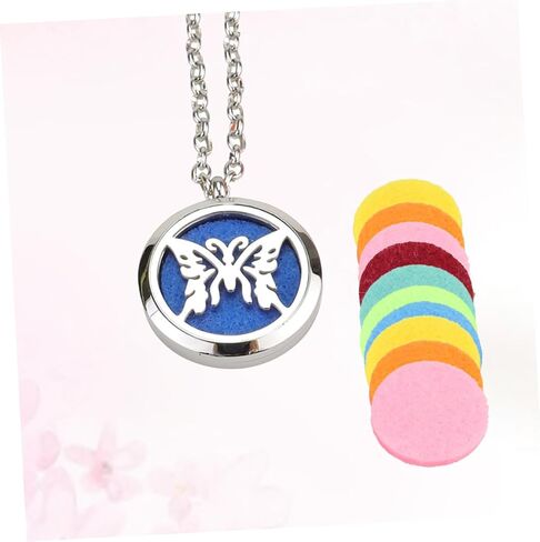 SAFIGLE Stainless Steel Essential Oil Necklace Aromatherapy Diffuser Pendant 10 Random Refills in Saudi Arabia